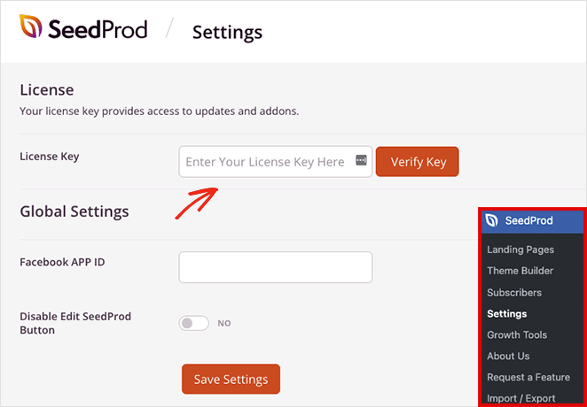 seedprod-impostazioni - SeedProd SeedProd settings page