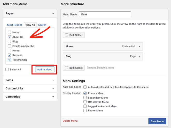 add-menu-items-wordpress - SeedProd add WordPress menu items