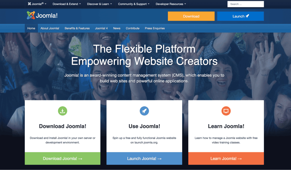 Joomla Joomla's homepage says,