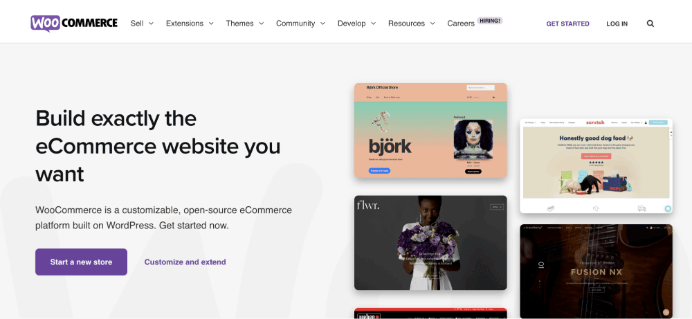 Pagina de pornire WooCommerce WooCommerce's homepage says,
