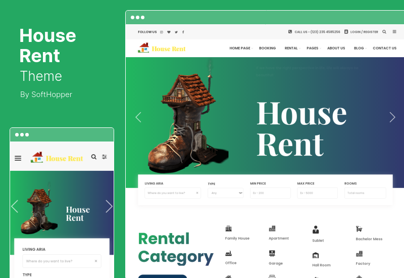 ธีม HouseRent - ธีม WordPress ให้เช่าหลายแนวคิด