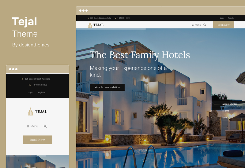 ธีม Tejal - ธีม WordPress สำหรับโรงแรม