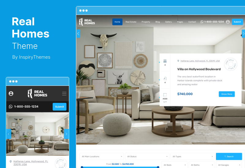 ธีม RealHomes - การขายและให้เช่าอสังหาริมทรัพย์ WordPress Theme