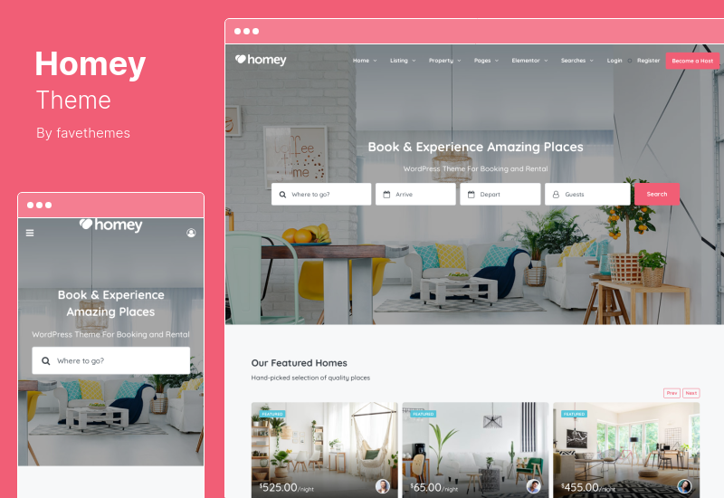 Homey Theme - การจองและเช่า WordPress Theme
