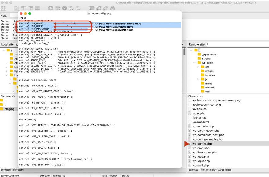Modifica di un file wp-config