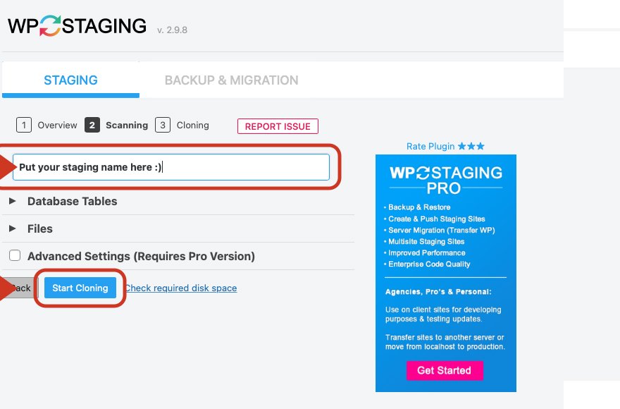 Clonazione di un sito di staging WordPress