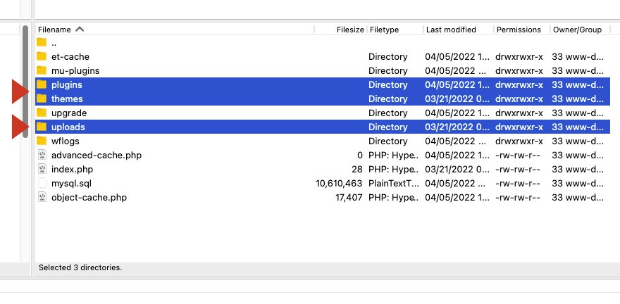 Utilizzo di FileZilla per il sito di staging di WordPress