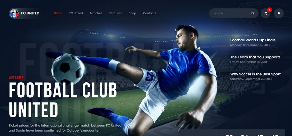 thème WordPress du football uni fc