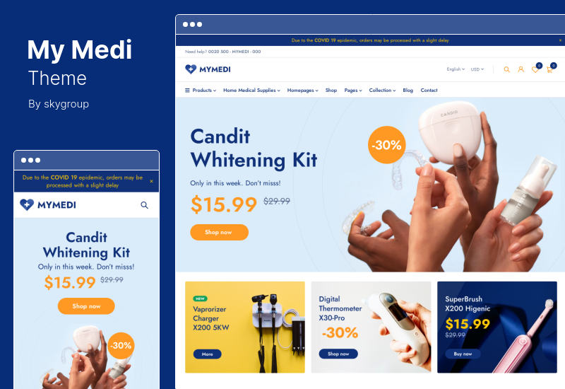 Tema MyMedi - Tema WordPress WooCommerce receptivă