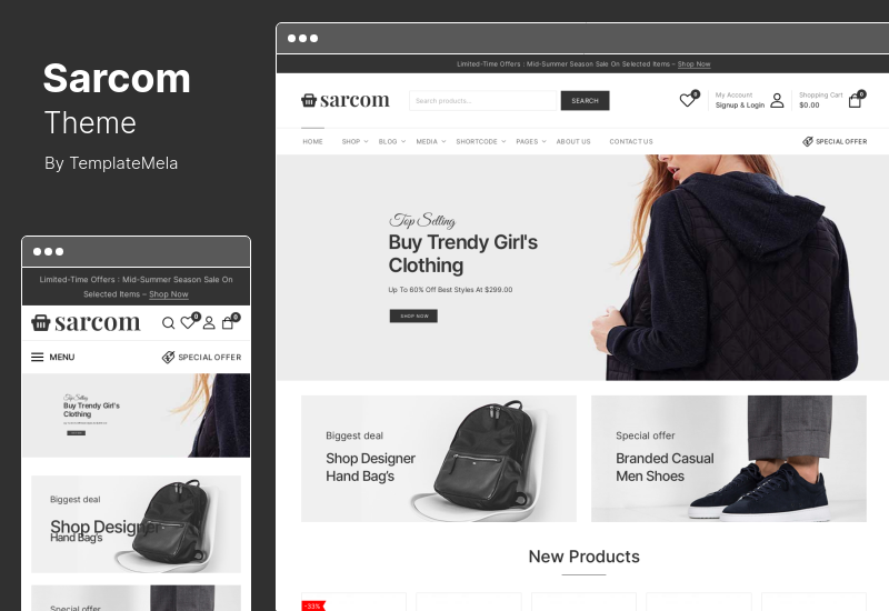 Tema Sarcom - Tema Fashion WooCommerce