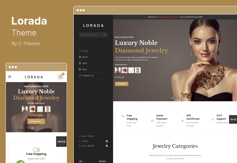 Tema Lorada - Tema WordPress de comerț electronic Responsive Elementor