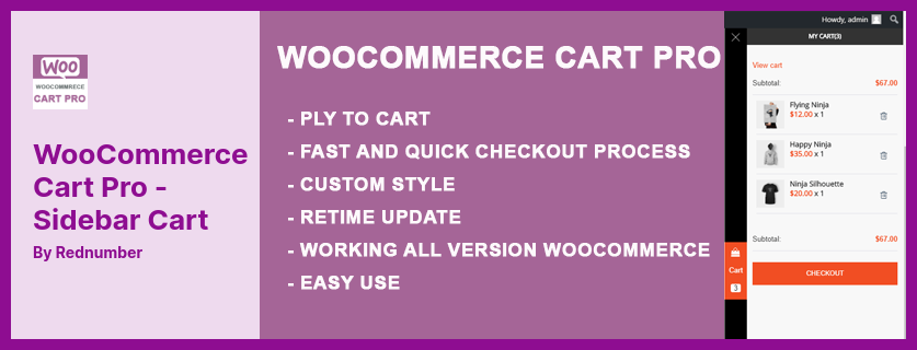 WooCommerce Cart Pro - ปลั๊กอิน Sidebar Cart - ผู้ใช้สามารถดูรายละเอียดรถเข็นทั้งหมดในแถบด้านข้าง