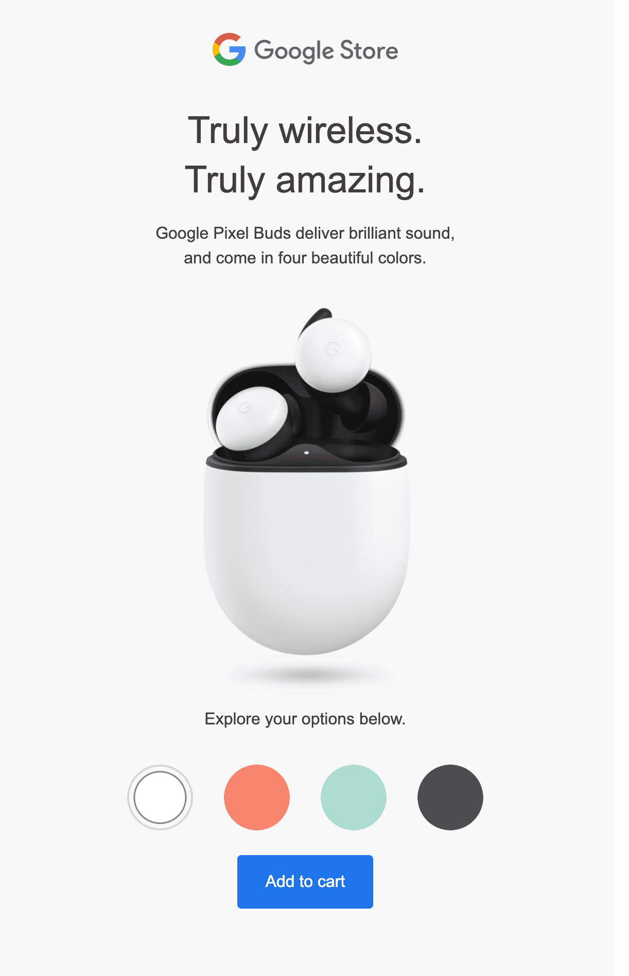 Googleストアのインタラクティブメールの例