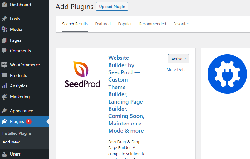 存儲庫中的 SeedProd 插件