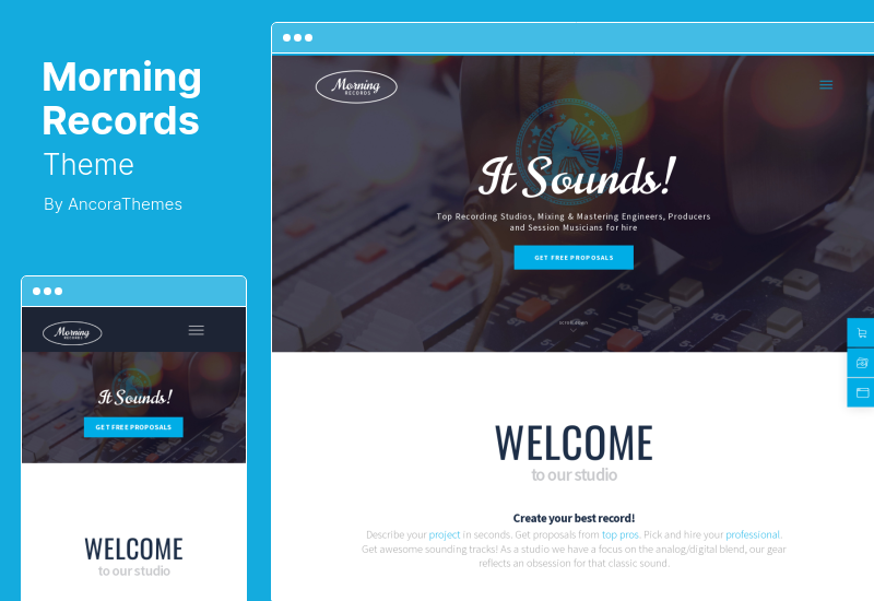 موضوع Morning Records - سمة WordPress الإلكترونية للاستوديو الصوتي الأنيق