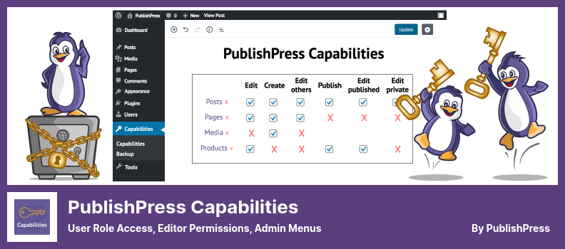 PublishPress قدرات البرنامج المساعد - الوصول إلى دور المستخدم ، أذونات المحرر ، قوائم المسؤول