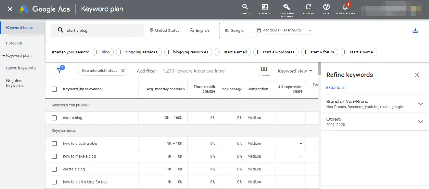Google Keyword Planner는 디지털 콘텐츠 마케팅 전략을 수립하는 데 도움이 됩니다.