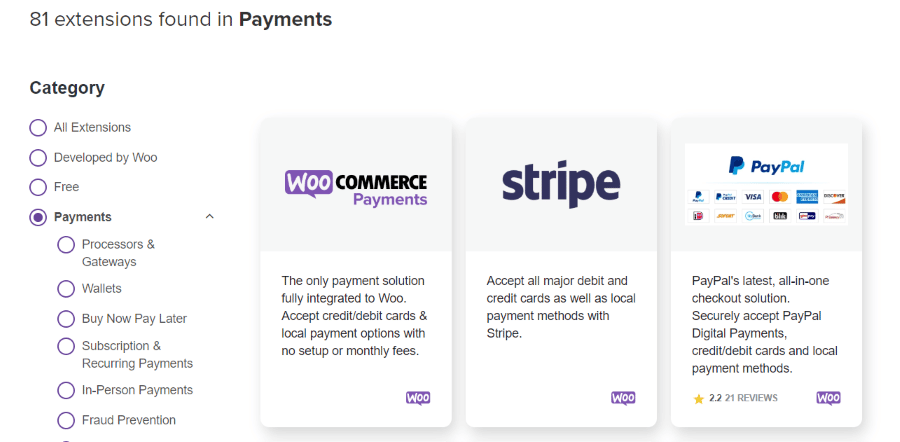 Скриншот платежных шлюзов WooCommerce