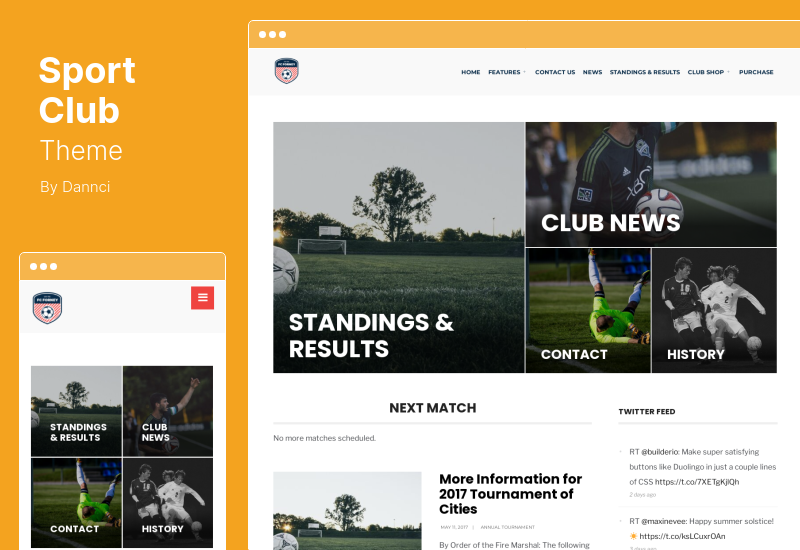 Tema del club sportivo - Tema WordPress per piccole squadre locali