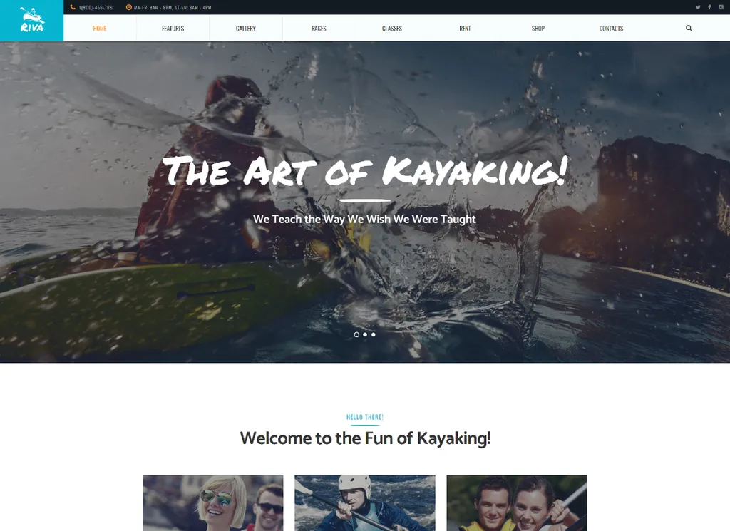 Kayak / Mendayung / Olahraga Air & Luar Ruangan Tema WordPress