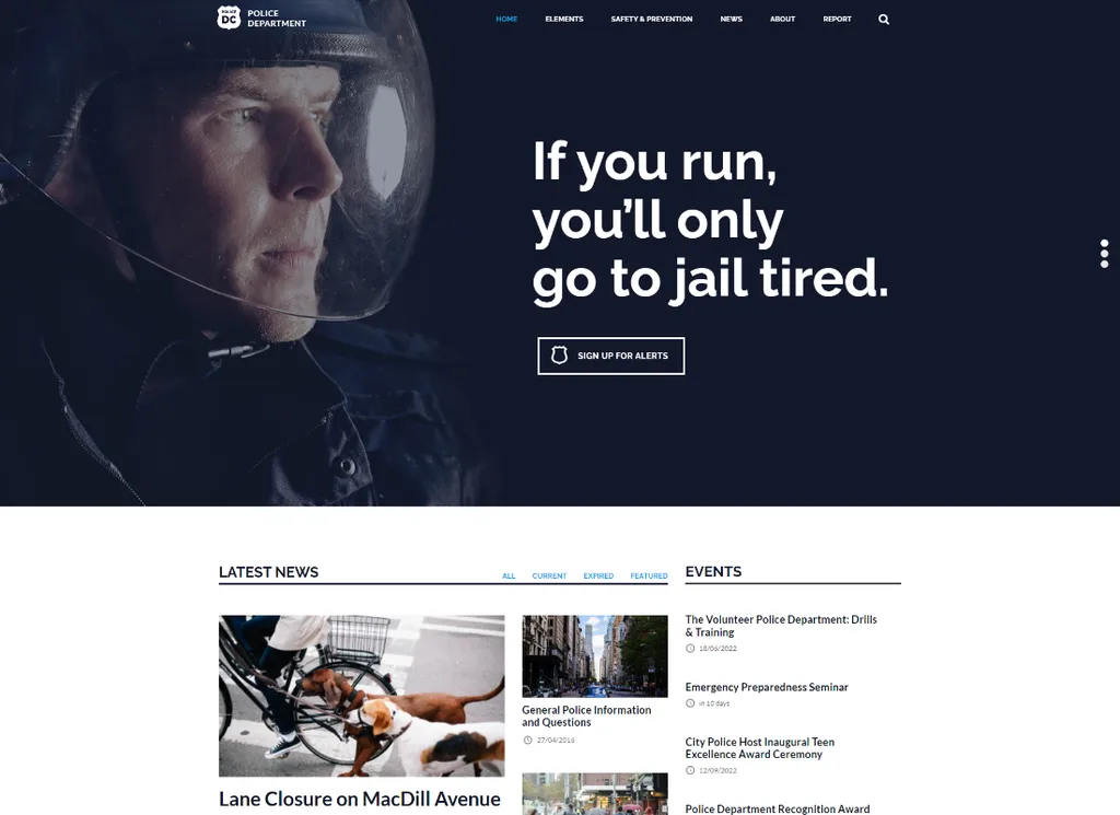 ธีม WordPress ของสำนักงานตำรวจและดับเพลิงและธุรกิจรักษาความปลอดภัย
