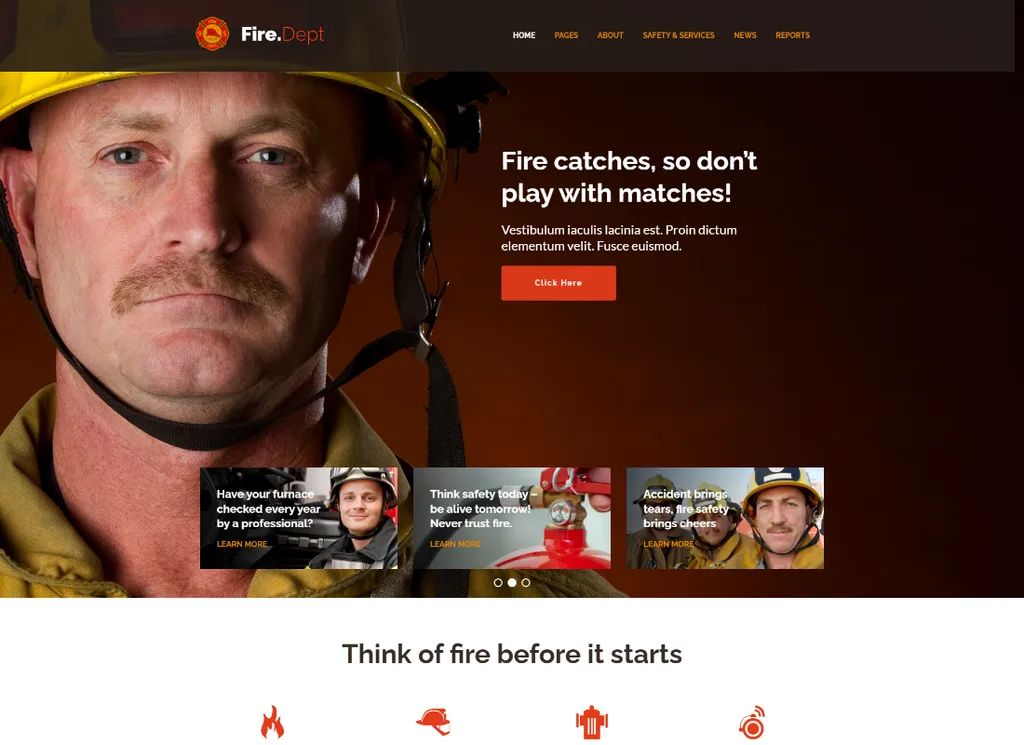 แผนกดับเพลิง | FD Station และ Security WordPress Theme