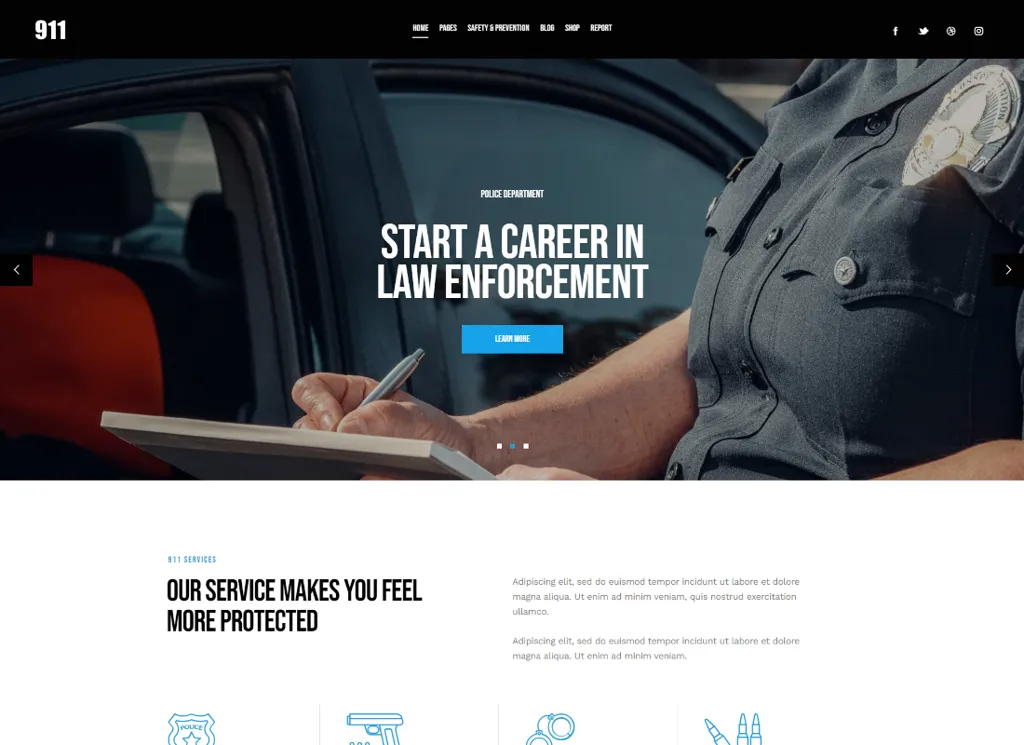 911 | ธีม WordPress สถานีตำรวจและแผนกดับเพลิง