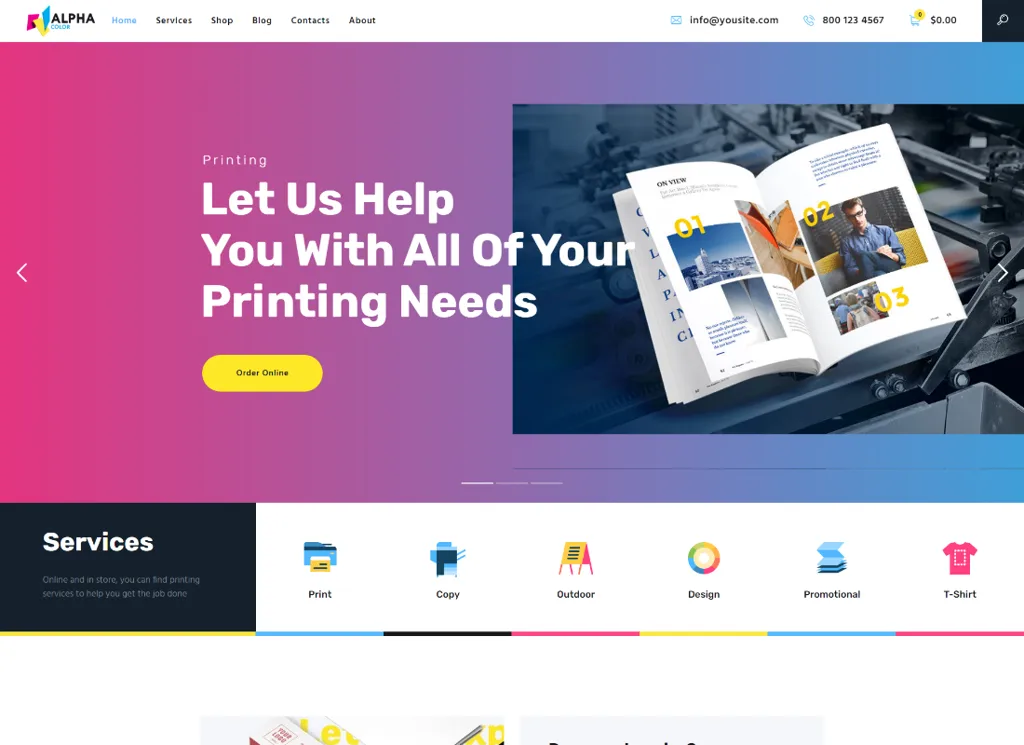 AlphaColor - 유형 디자인 에이전시 및 3D 인쇄 서비스 WordPress 테마