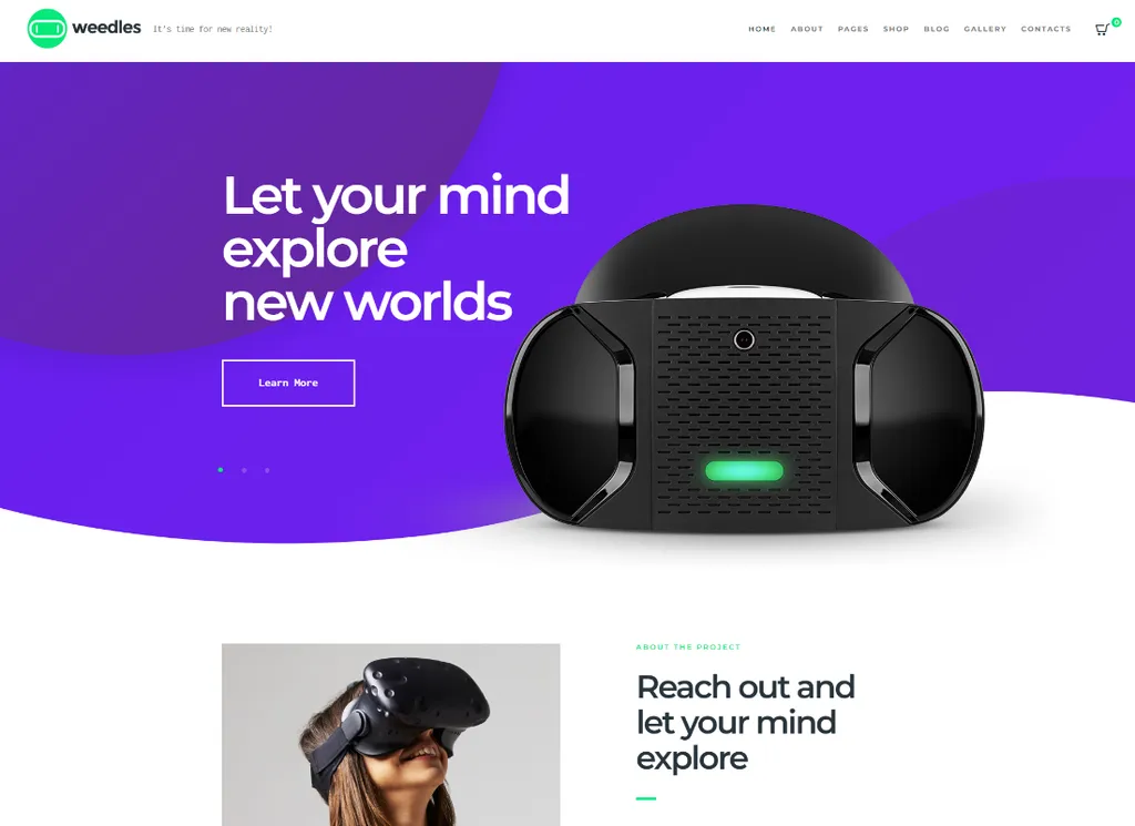 Weedles – Virtual Reality Landing Page & Store WordPress Theme
