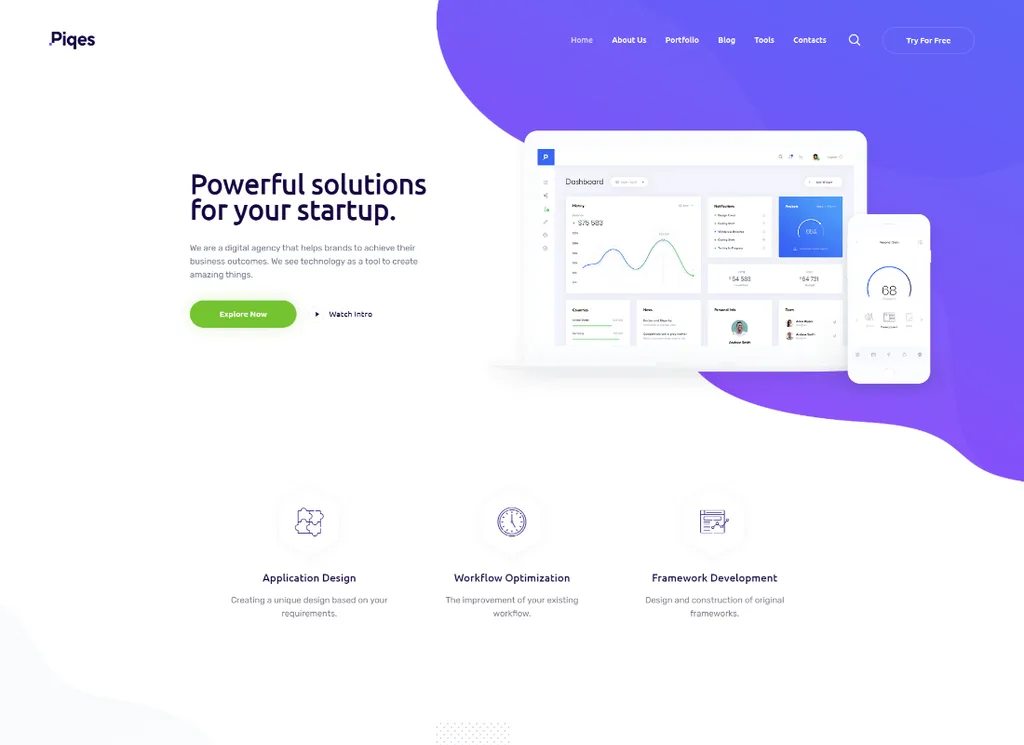 Piqes - Creative Startup & Agentur WordPress Theme