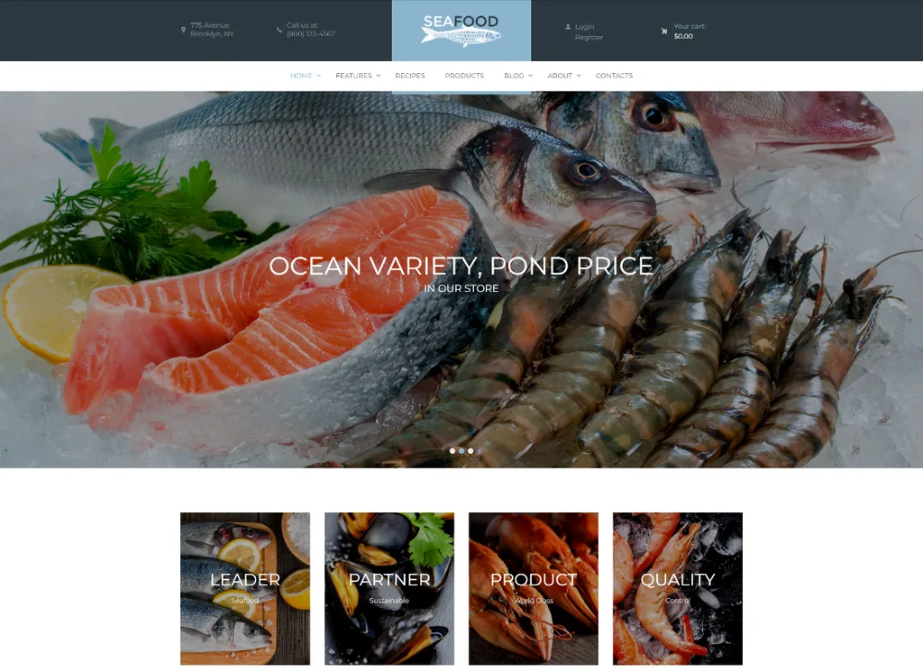 Tema WordPress per aziende di pesce e ristoranti di pesce