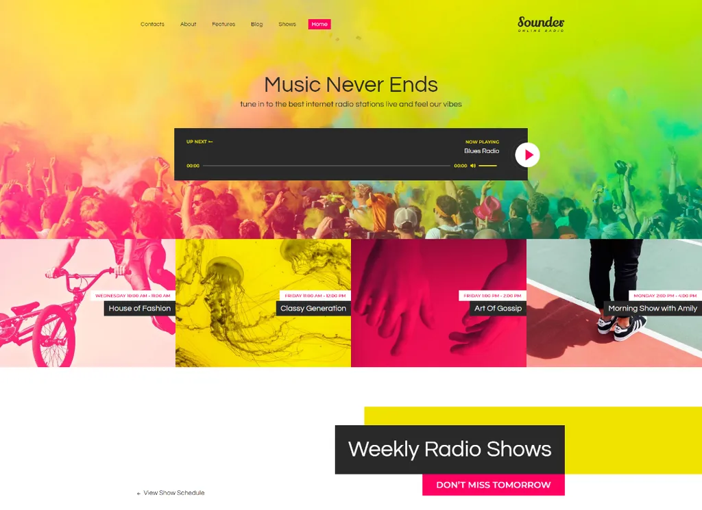 Sounder - Tema WordPress per stazioni radio Internet online + RTL