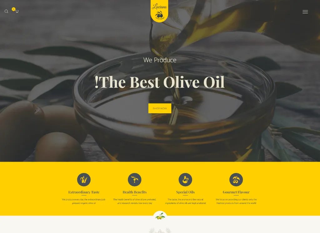 Tema WordPress per la produzione di olio d'oliva e produzione di aceti + RTL