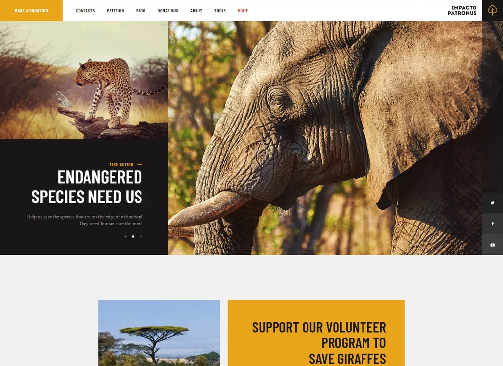 Impacto Patronus - Protezione della natura, petizioni e attivismo sociale Tema WordPress + RTL