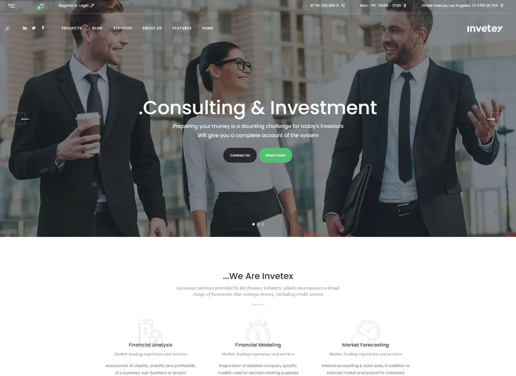 Invetex - Tema WordPress per consulenza aziendale e investimenti + RTL