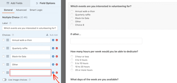Adicionando um campo ao formulário de recrutamento de voluntários Adding a field to the volunteer recruitment form