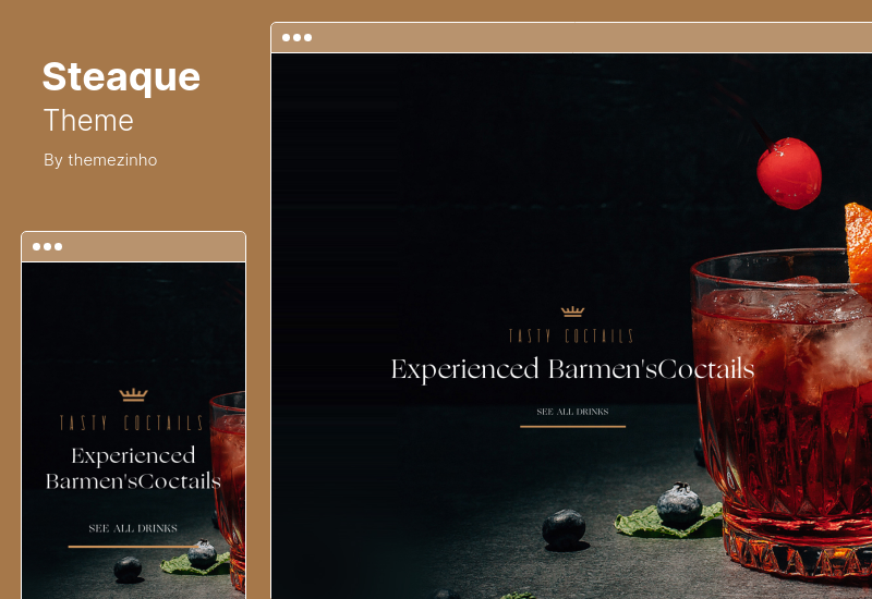 Steaque Theme - Tema WordPress pentru restaurante și baruri de cocktailuri