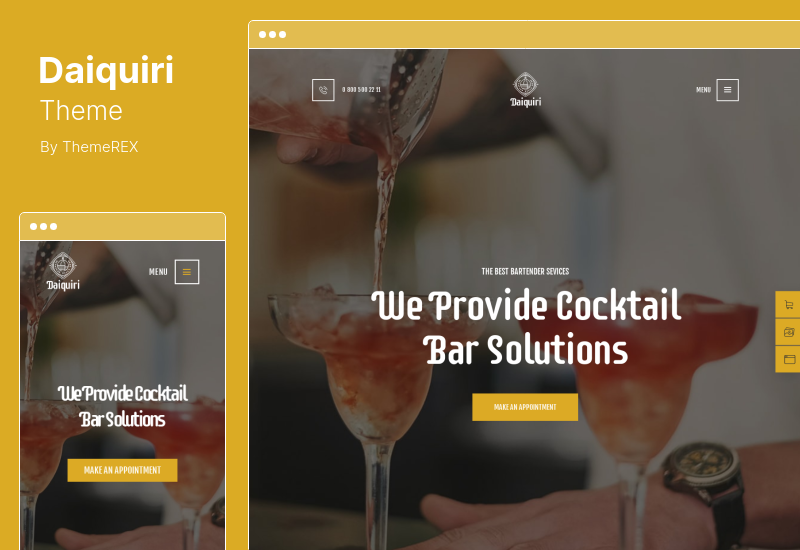 Tema Daiquiri - Tema WordPress pentru servicii de barman și pentru cocktail-uri de catering