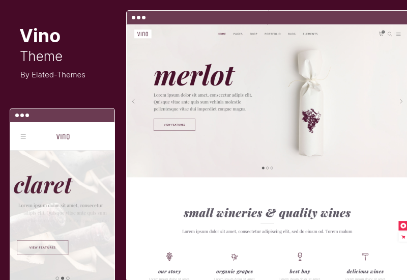 Tema Vino - O temă WordPress rafinată pentru cramă, bar de vinuri și podgorie