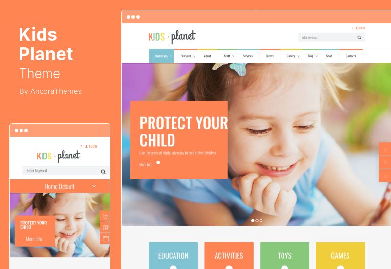 Kids Planet Theme - 幼稚園のプレイグループ向けの多目的な子供用 WordPress テーマ