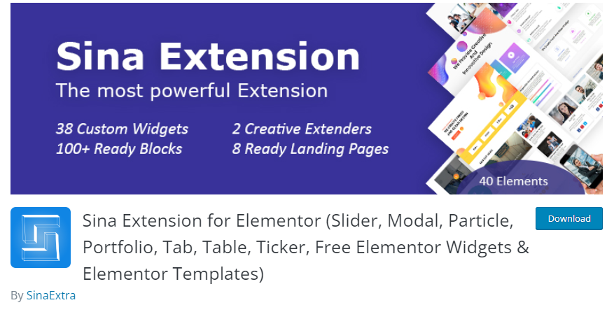 Sina Extension Elementor Addons: el mejor complemento de animación de Lottie en WordPress