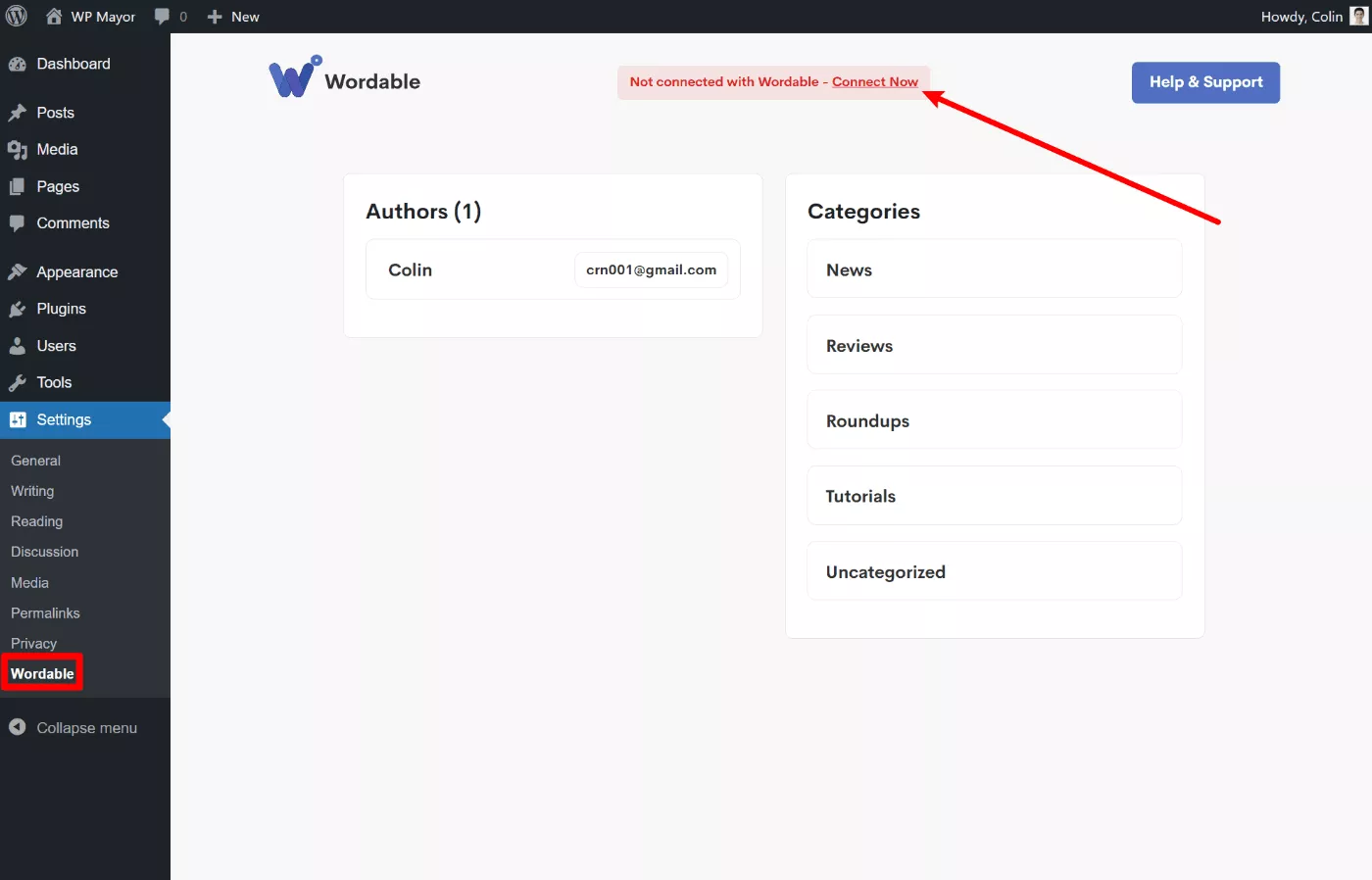 Collega il plugin Wordable al tuo account