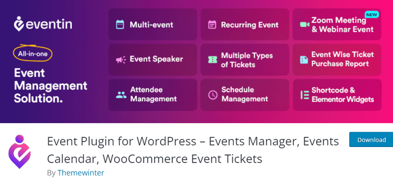 Plugin di registrazione eventi Eventin WordPress gratuito