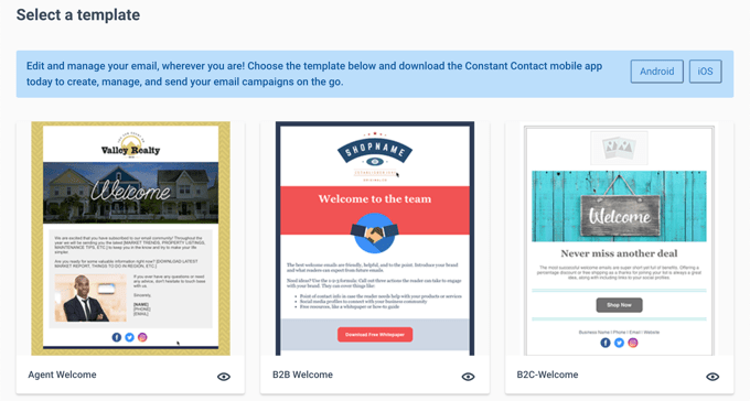 เลือกเทมเพลตอีเมลต้อนรับ Select Welcome Email Template