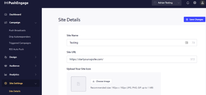 ใส่รายละเอียดเว็บไซต์ Enter website details