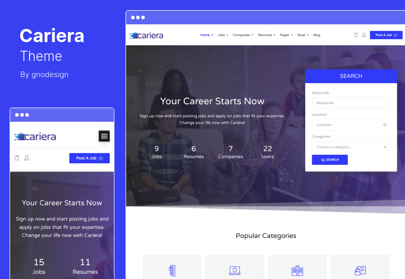 Cariera Theme - Tema de WordPress para bolsa de trabajo