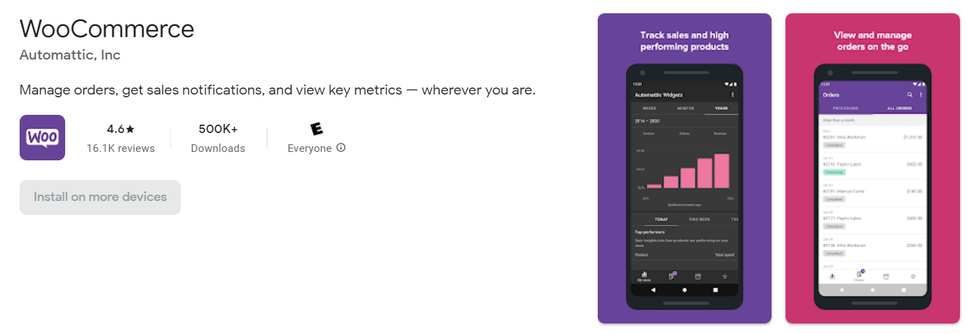 WooCommerce 모바일 앱