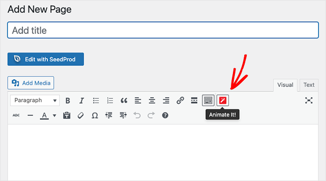 анимировать-это-кнопка - SeedProd Animate It! button WordPress editor