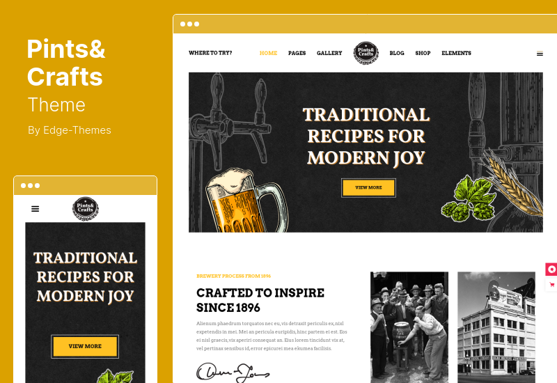 Pints&Crafts 테마 - 바, 맥주 및 펍 WordPress 테마