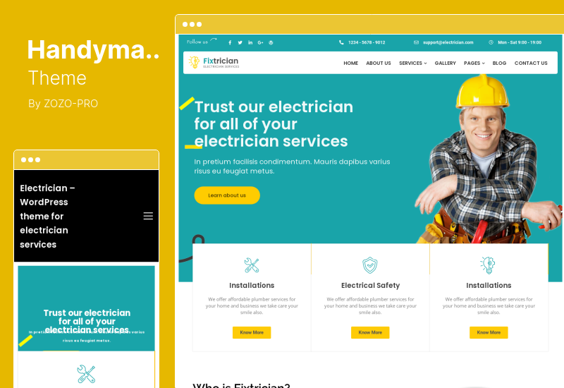 Tema Handyman - Tema WordPress para serviços de eletricista, barbeiro e carpinteiro
